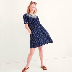 Madewell Embroidered Puff-Sleeve Babydoll Dress